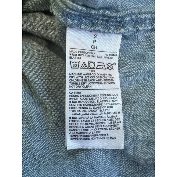 Old Navy Chambray Denim 100% Cotton Front Tie Smocked Back Adjustable Cami Top S - Picture 4 of 5